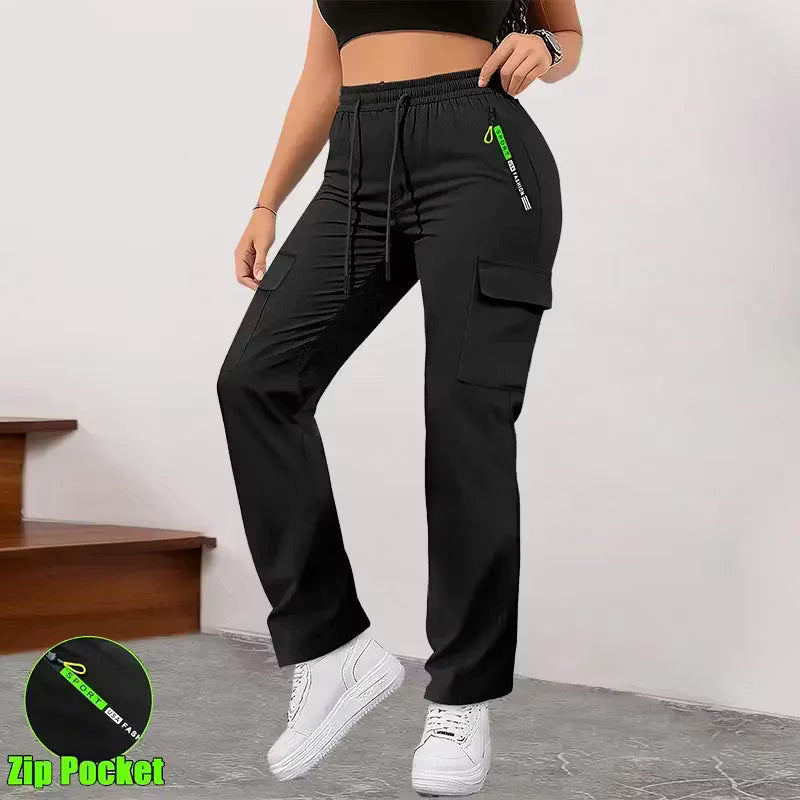 Women's Multi-Pocket Drawstring Cargo Pants