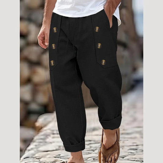 Men's Button Detail Casual Pants