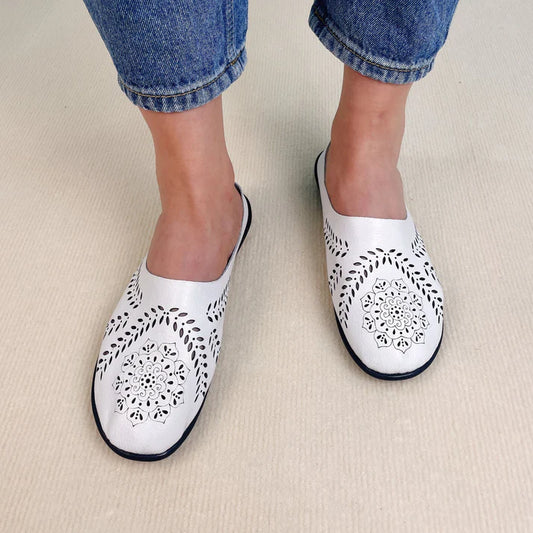 Women’s Floral Cutout Slip-On Mule Flats