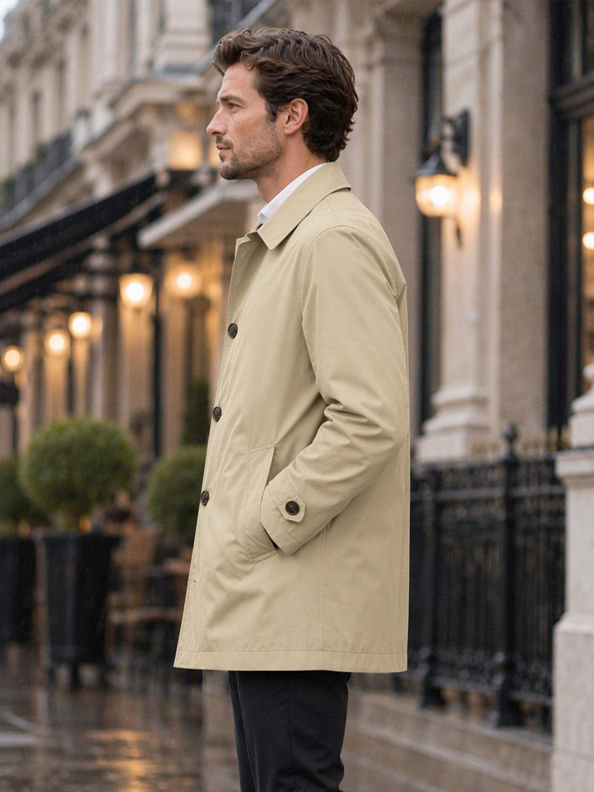 Men's Button-Front Collared Coat