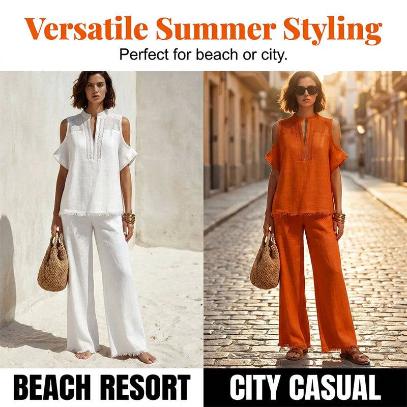 Women's Cold Shoulder Two-Piece Lounge Set