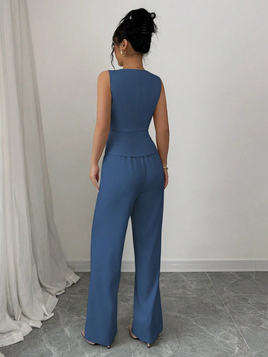 Sleeveless Blazer & Suit Pants Set