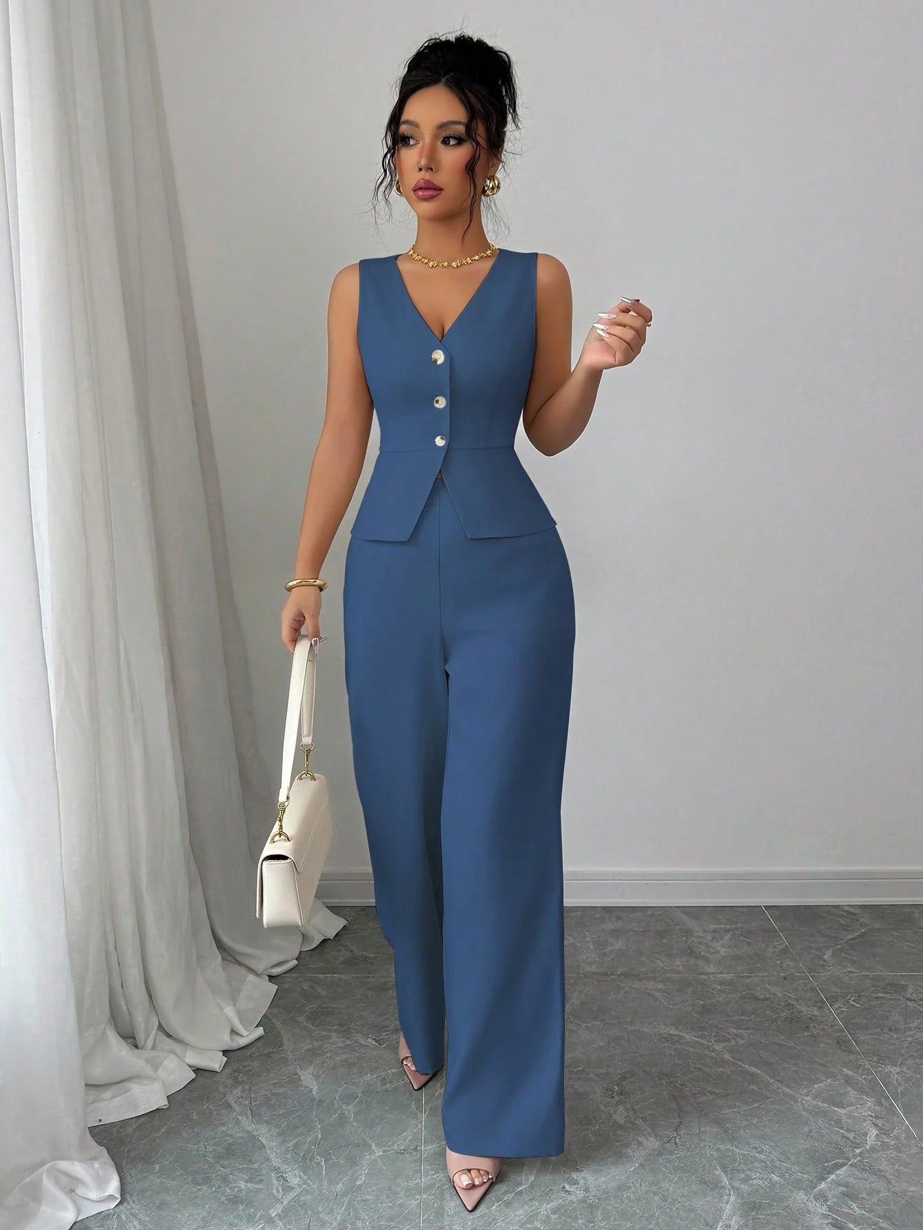 Sleeveless Blazer & Suit Pants Set
