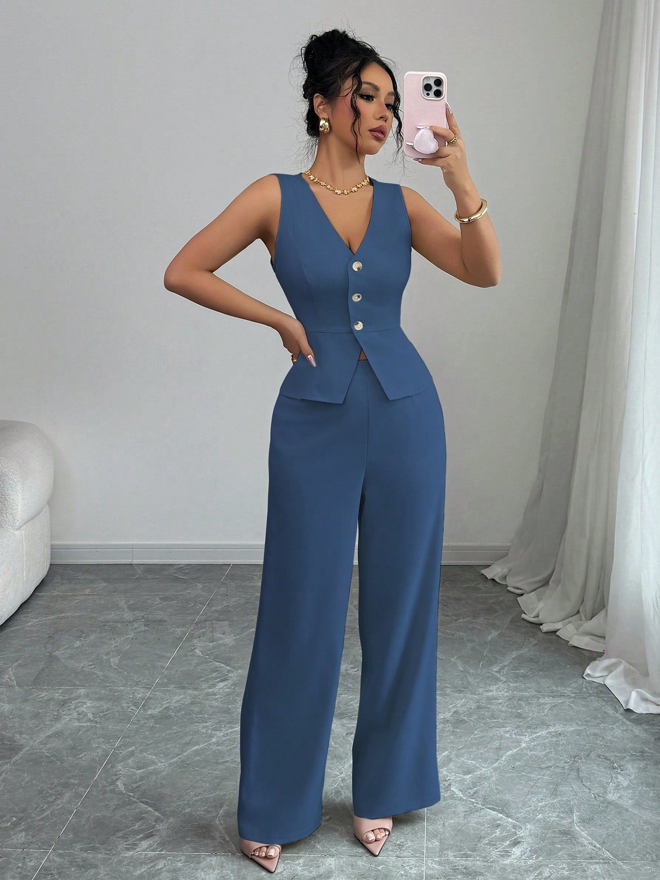Sleeveless Blazer & Suit Pants Set
