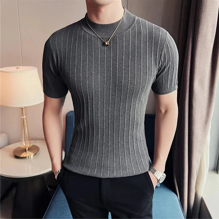 Men’s Ribbed Mock Neck Knit Tee