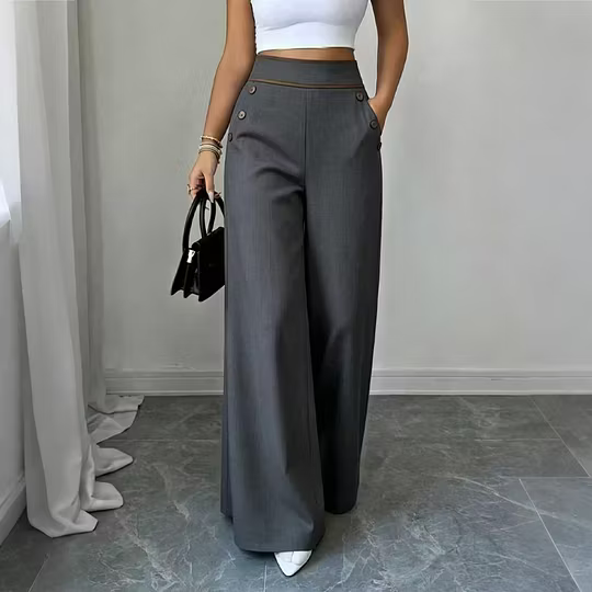 Women’s Contrast Trim Wide-Leg Pants