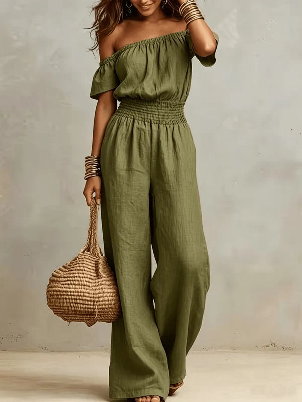 Women's Off-Shoulder Wide-Leg Jumpsuit