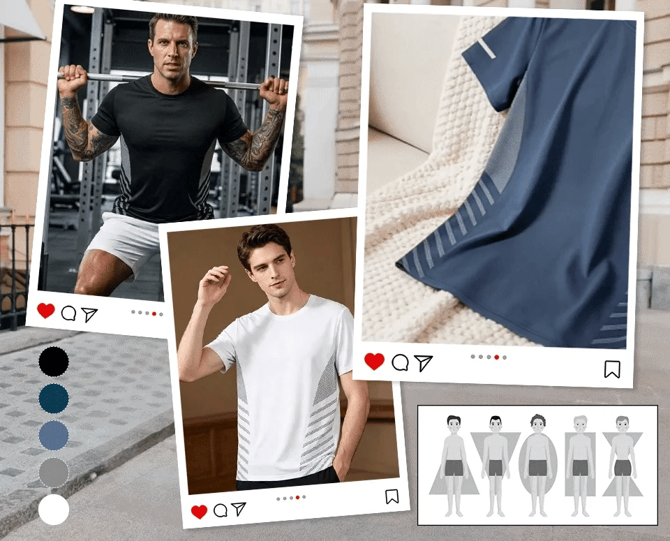 Men's Athletic T-Shirt with Geometric Side Details