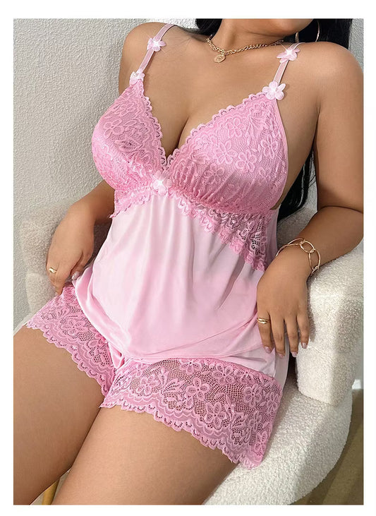 Women's Lace Trim Cami Pajama Set