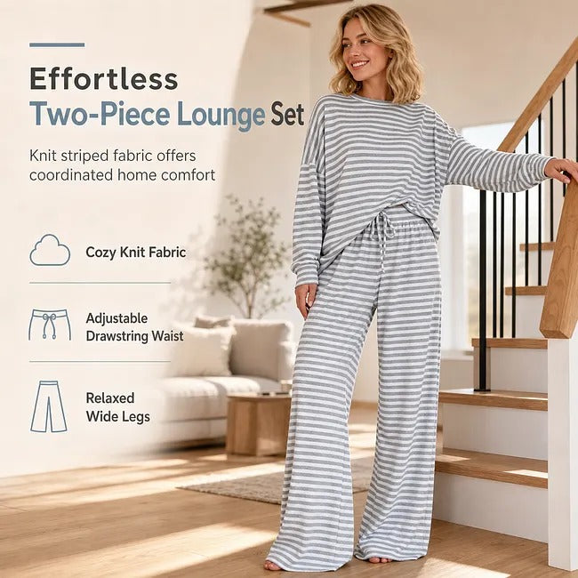 Women's Striped Two-Piece Lounge Set