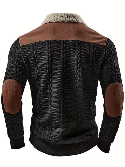 Men’s Zip-Collar Jacquard Sweater