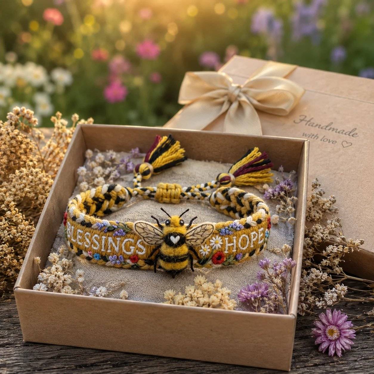 Handmade Honey Bee Woven Bracelet