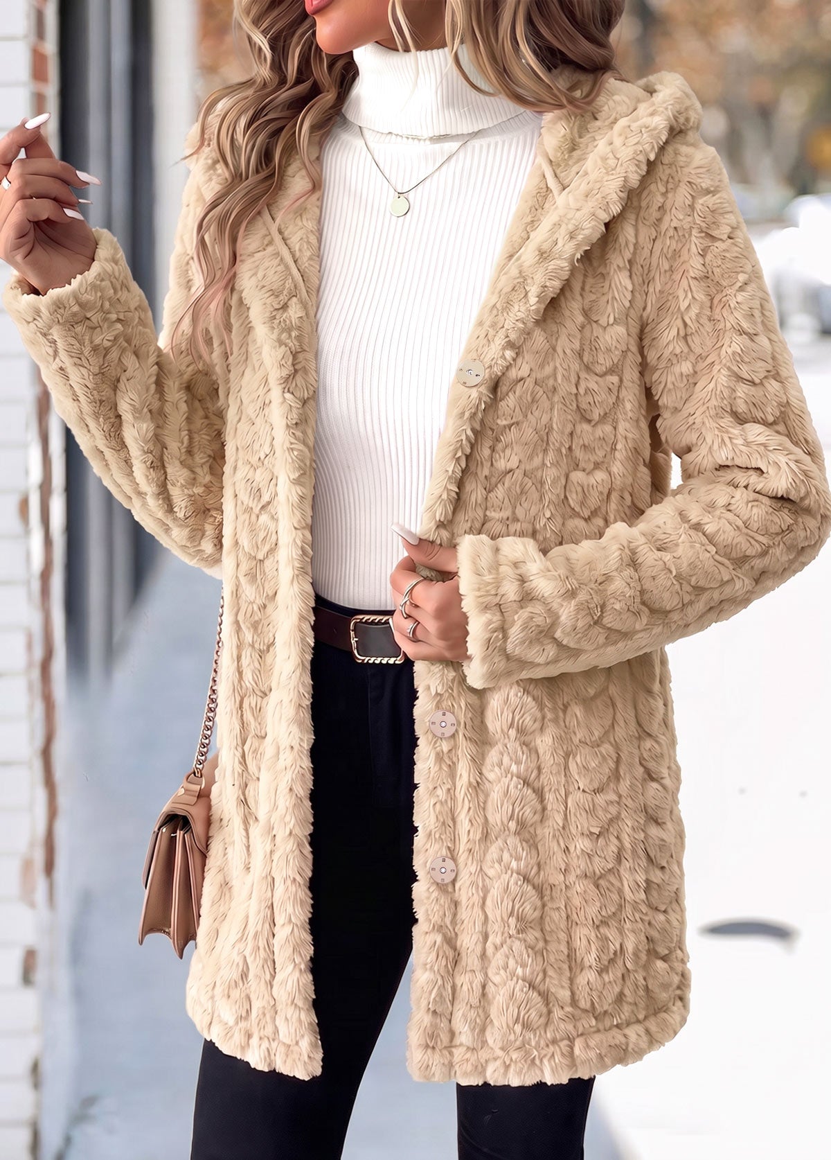 Women's Hooded Button-Front Coat