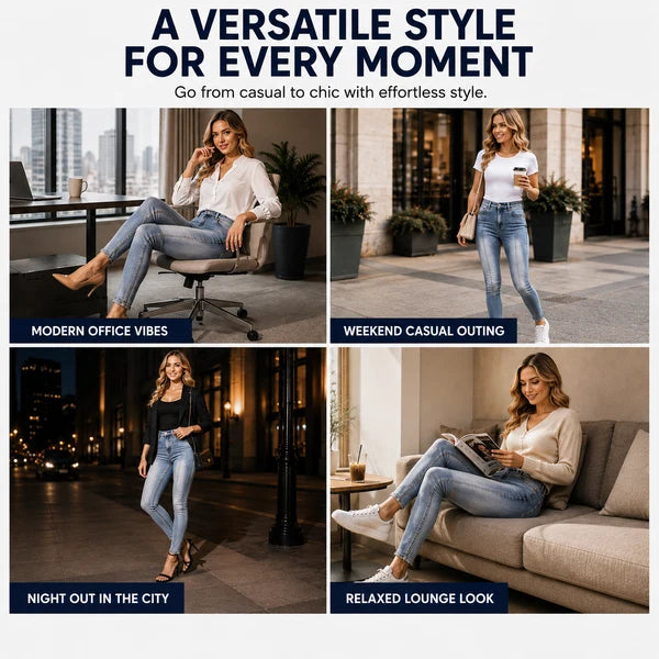 Women’s High-Waist Vertical Seam Skinny Jeans