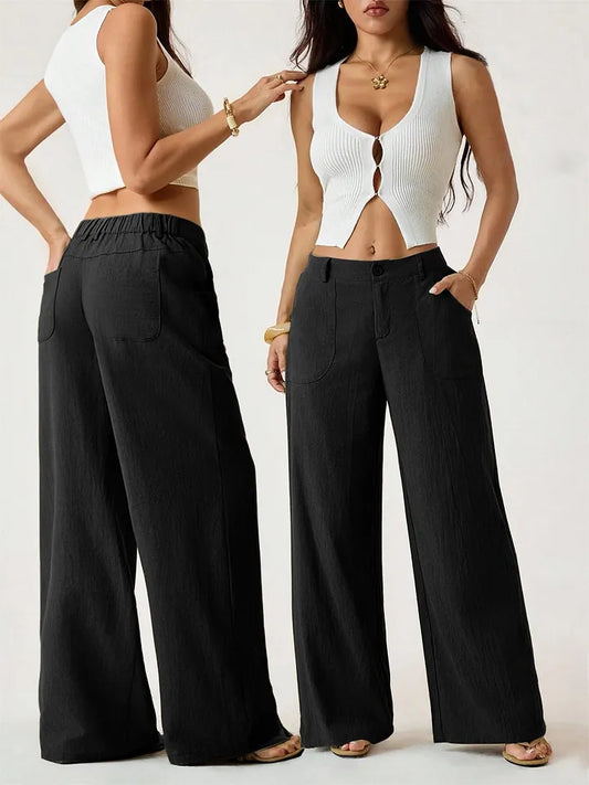 Women’s Wide-Leg Linen-Look Palazzo Pants