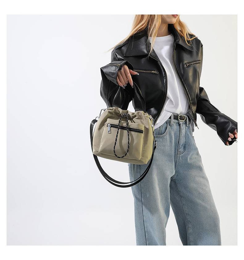 Women’s Lightweight Nylon Drawstring Bucket Bag