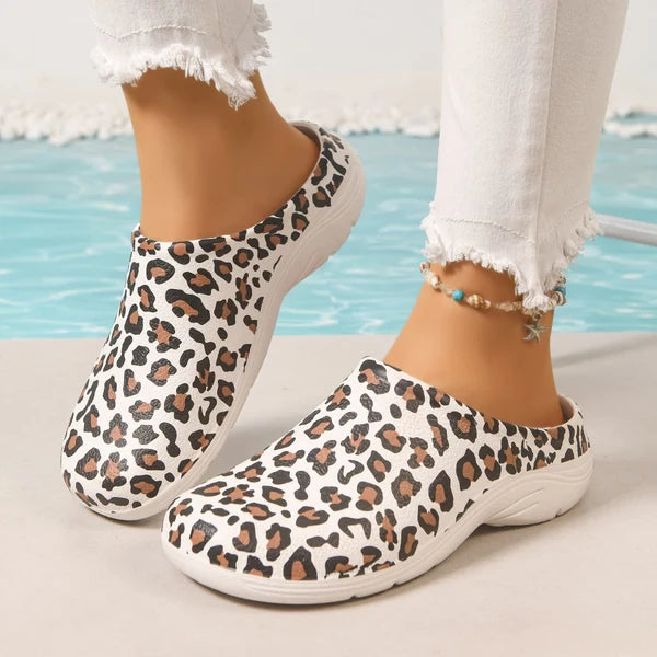 Women’s Leopard Print Flat Mule Sandals