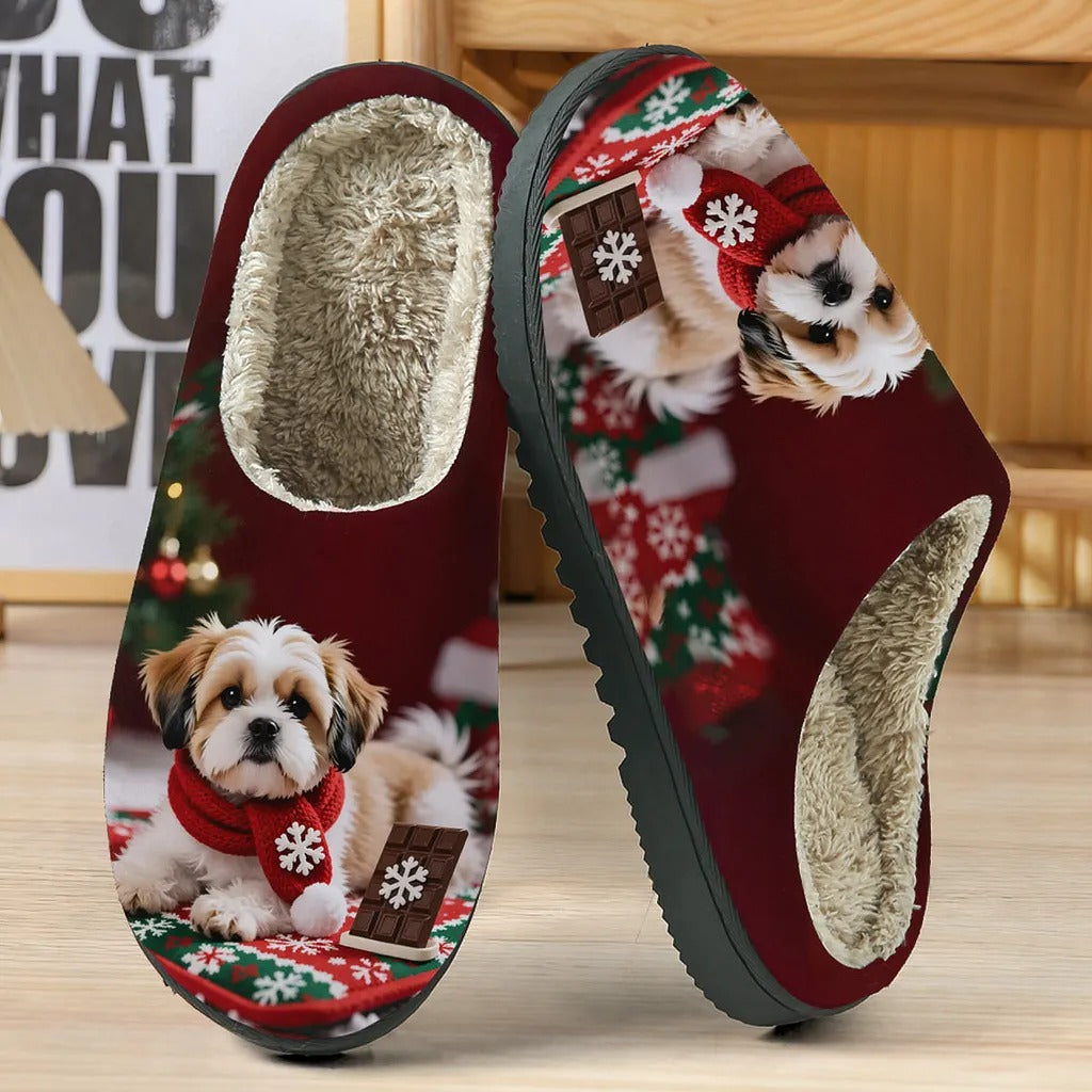 Women's Dog Print Slip-On Slippers
