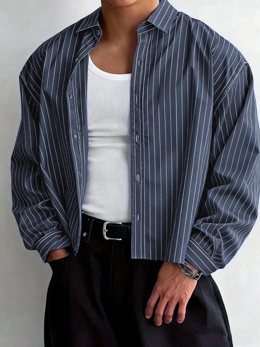 Men's Relaxed Fit Striped Button-Up Shirt