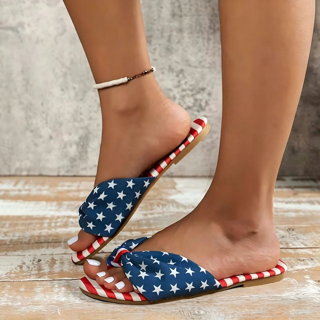 Women's Knotted Printed Flat Slide Sandals