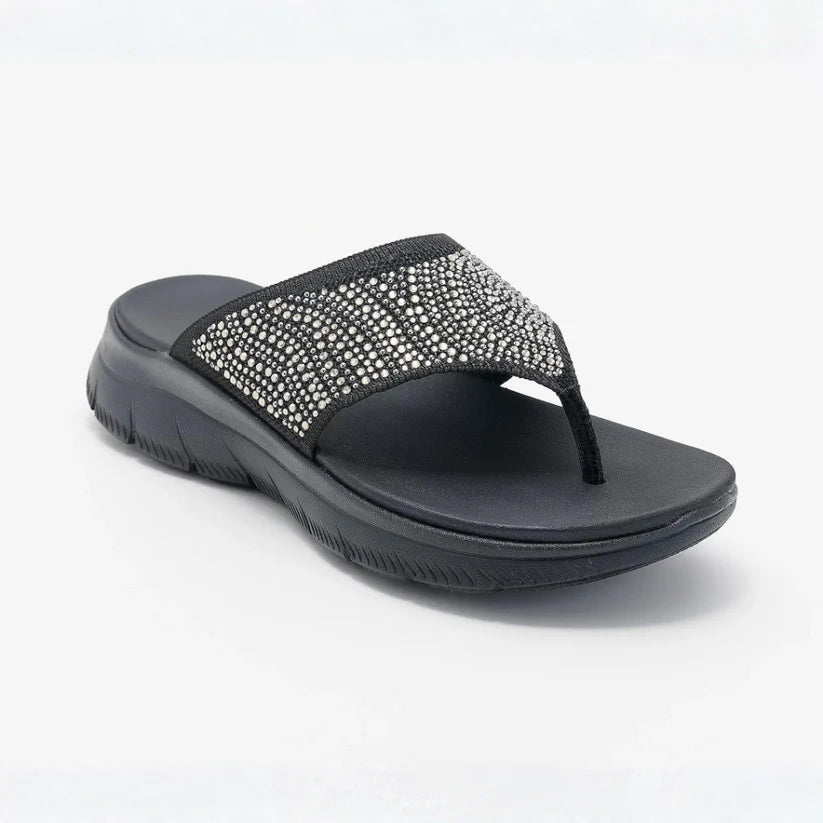 Women's Rhinestone Knit Thong Sandals