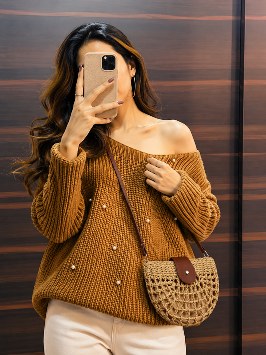 Women's Woven Straw Crossbody Bag