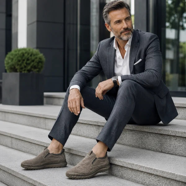 Men's Slip-On Shoes with Stitched Panel Detailing