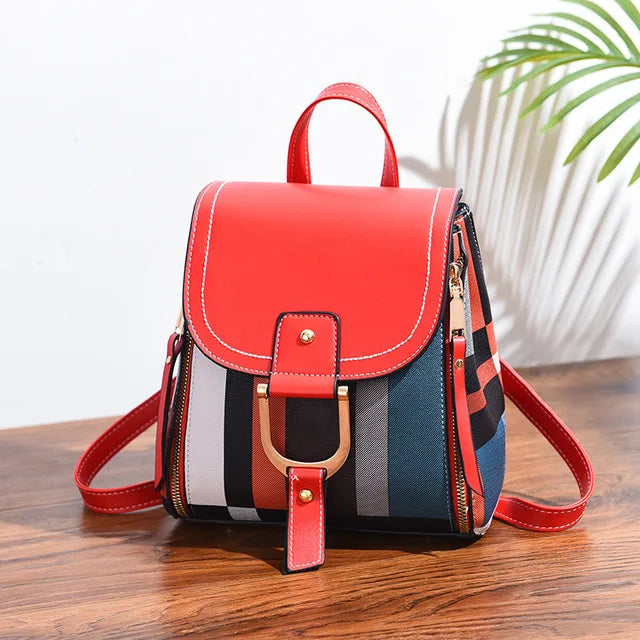 Women's Geometric Patchwork Backpack
