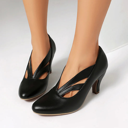 Women's Cross Strap Kitten Heel Pumps
