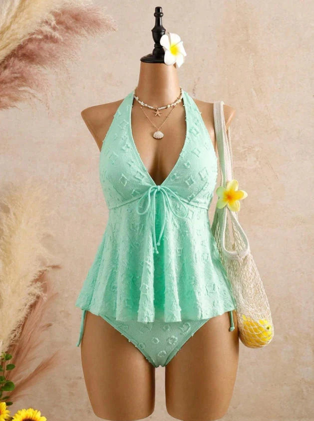 Women’s Halter Peplum Tankini Set
