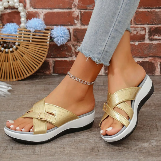 Women's Platform Wedge Slide Sandals