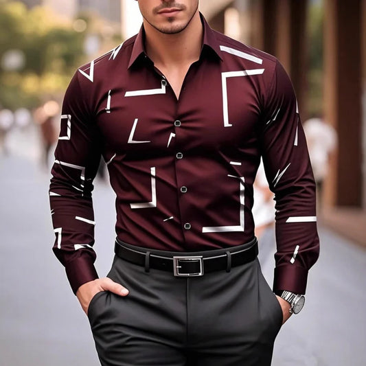 Men's Geometric Print Dress Shirt