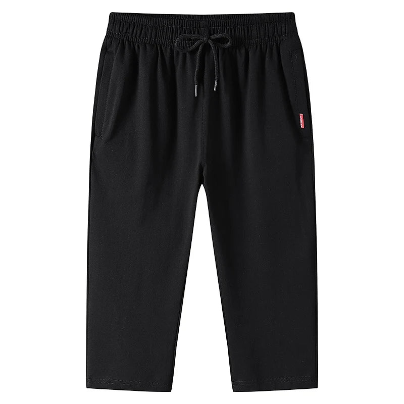 Men's Drawstring Straight Capri Jogger Pants