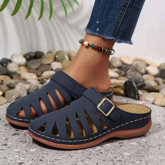 Women's Cutout Buckle Slide Mules