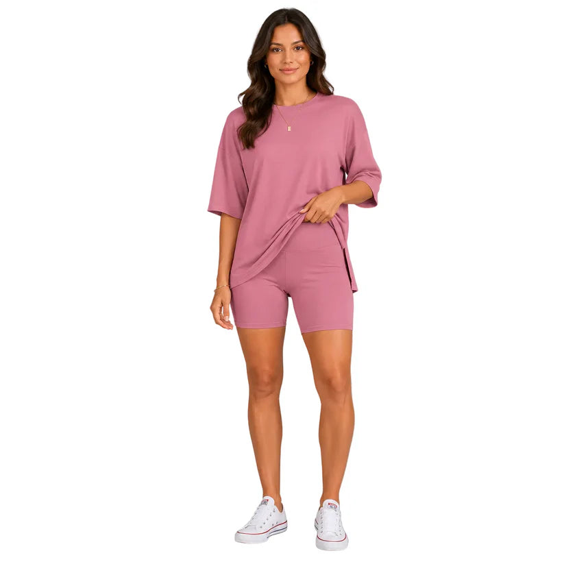 Women's Relaxed Tee & Biker Shorts Set