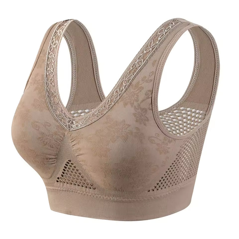 Women's Seamless Mesh Panel Wireless Bra