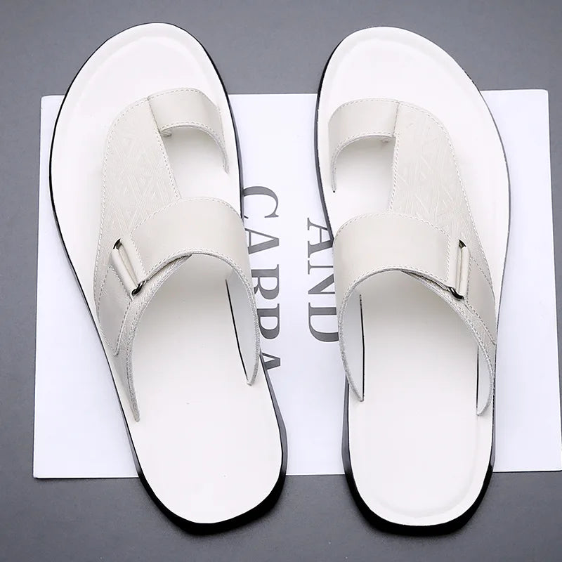 Men’s Leather-Look Toe Loop Comfort Sandals