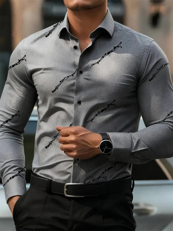 Men’s Printed Button-Up Casual Shirt