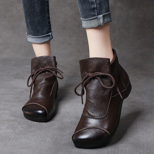 Women's Lace-Up Ankle Boots with Wedge Heel