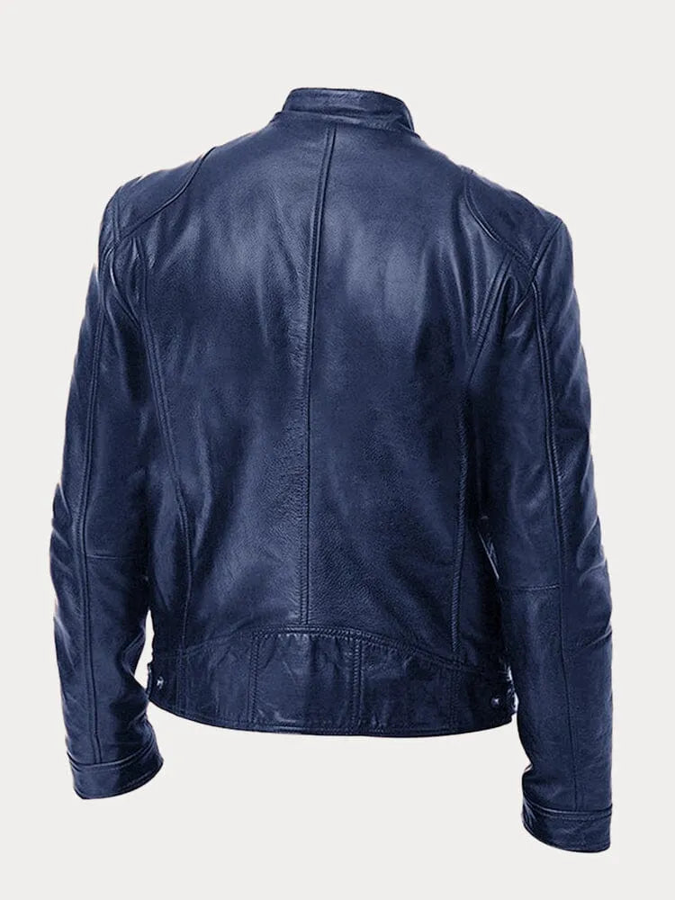 Men's Biker Casual Zipper Leather-Look Jacket