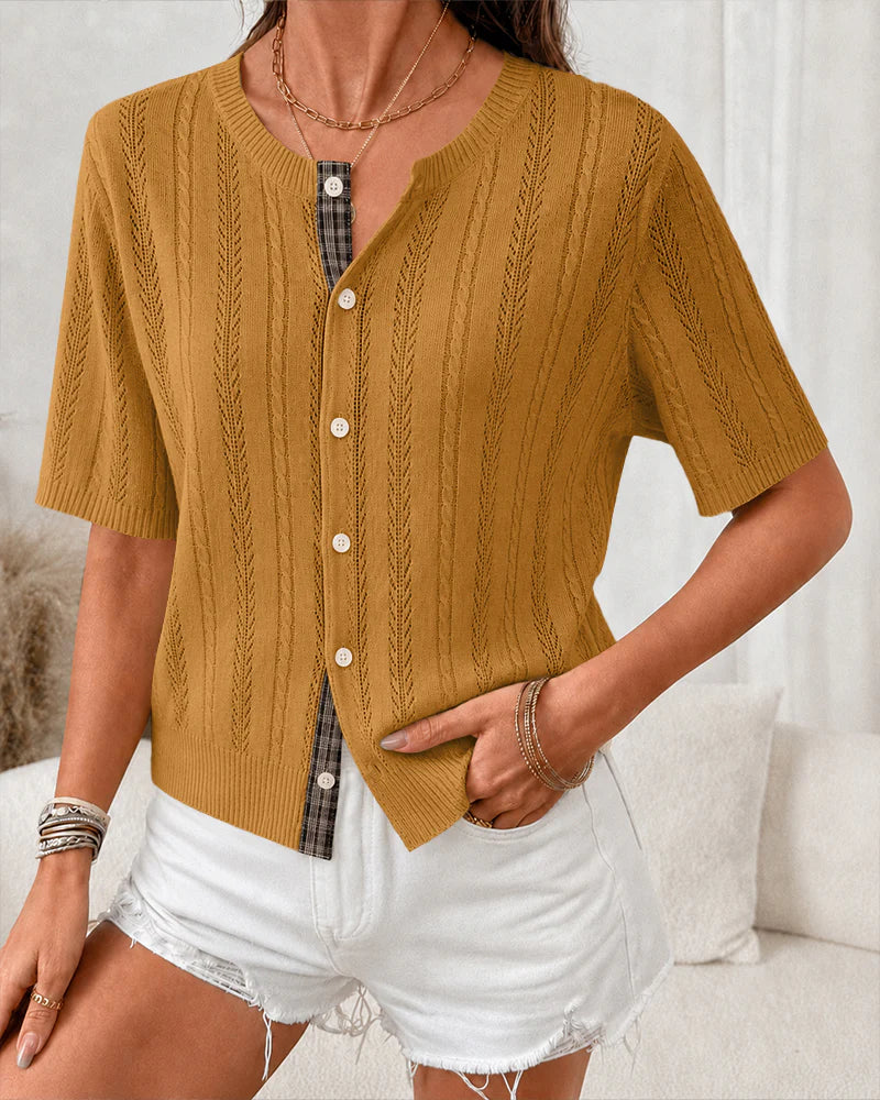 Women's Pointelle Knit Button Cardigan