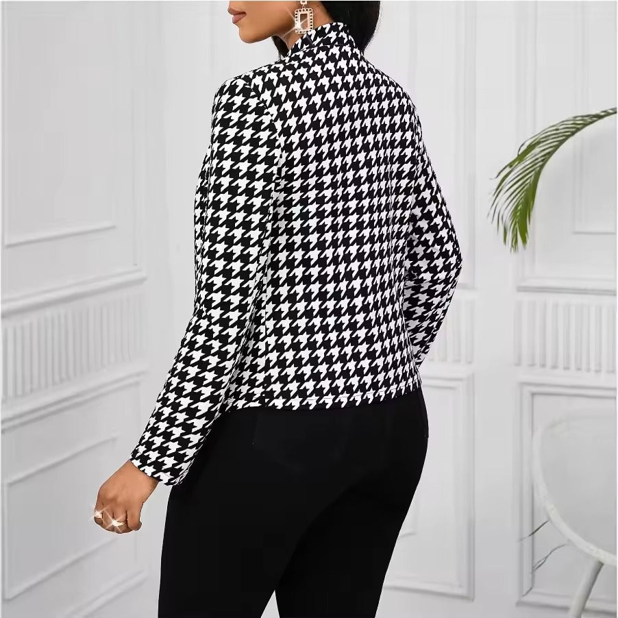 Women's Houndstooth Open Front Blazer
