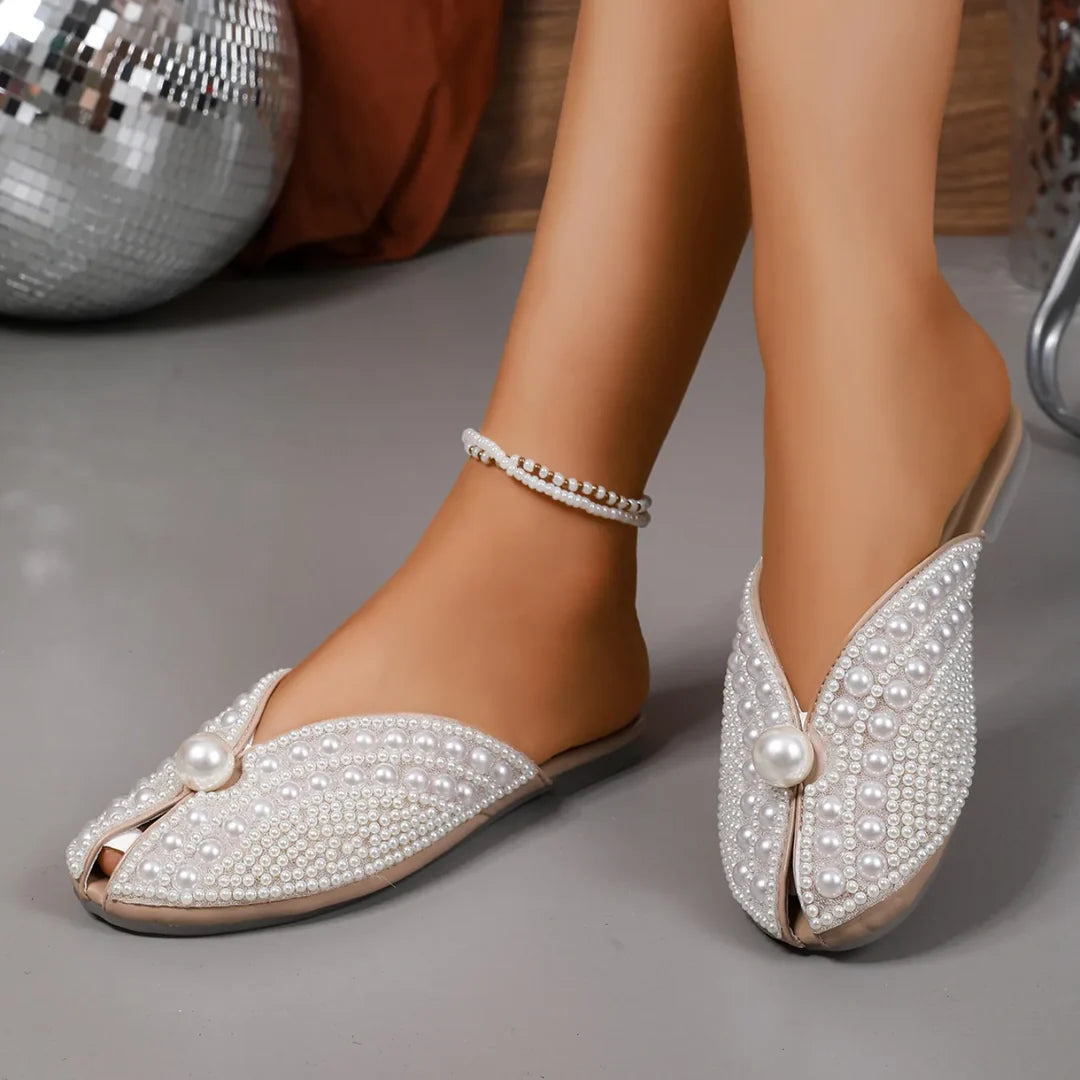 Pearl Embellished Slip-On Comfort Flats