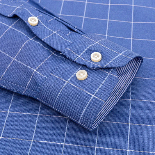 Men's Long-Sleeve Windowpane Check Shirt