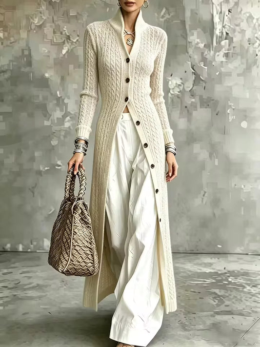 Women's Cable Knit Button-Up Cardigan