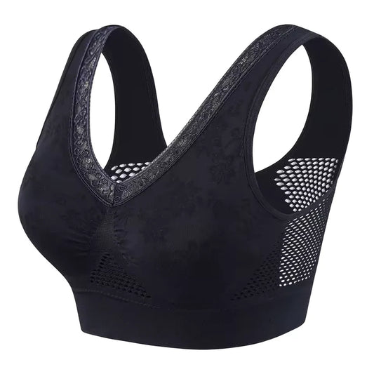 Women's Seamless Mesh Panel Wireless Bra
