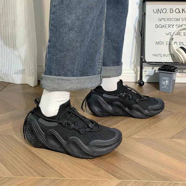 Men's Knit Lace-Up Casual Sneakers