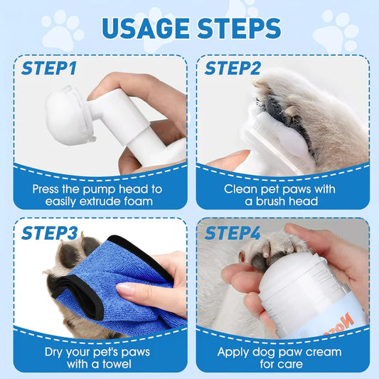 Waterless Pet Paw Cleansing Foam with Brush