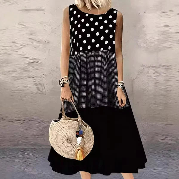 Women’s Polka Dot and Check Patchwork Dress