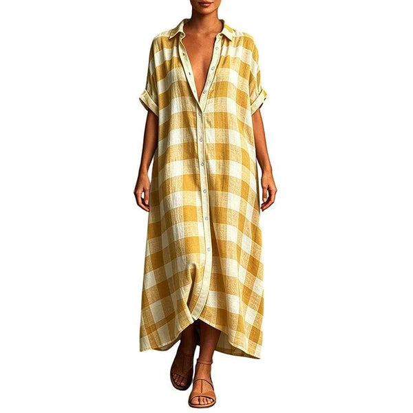 Women’s Check Button-Front Shirt Dress